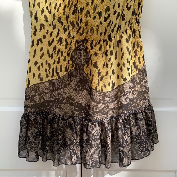 Leopard and Lace Printed 100% Silk Short Dress - Picture 11 of 12